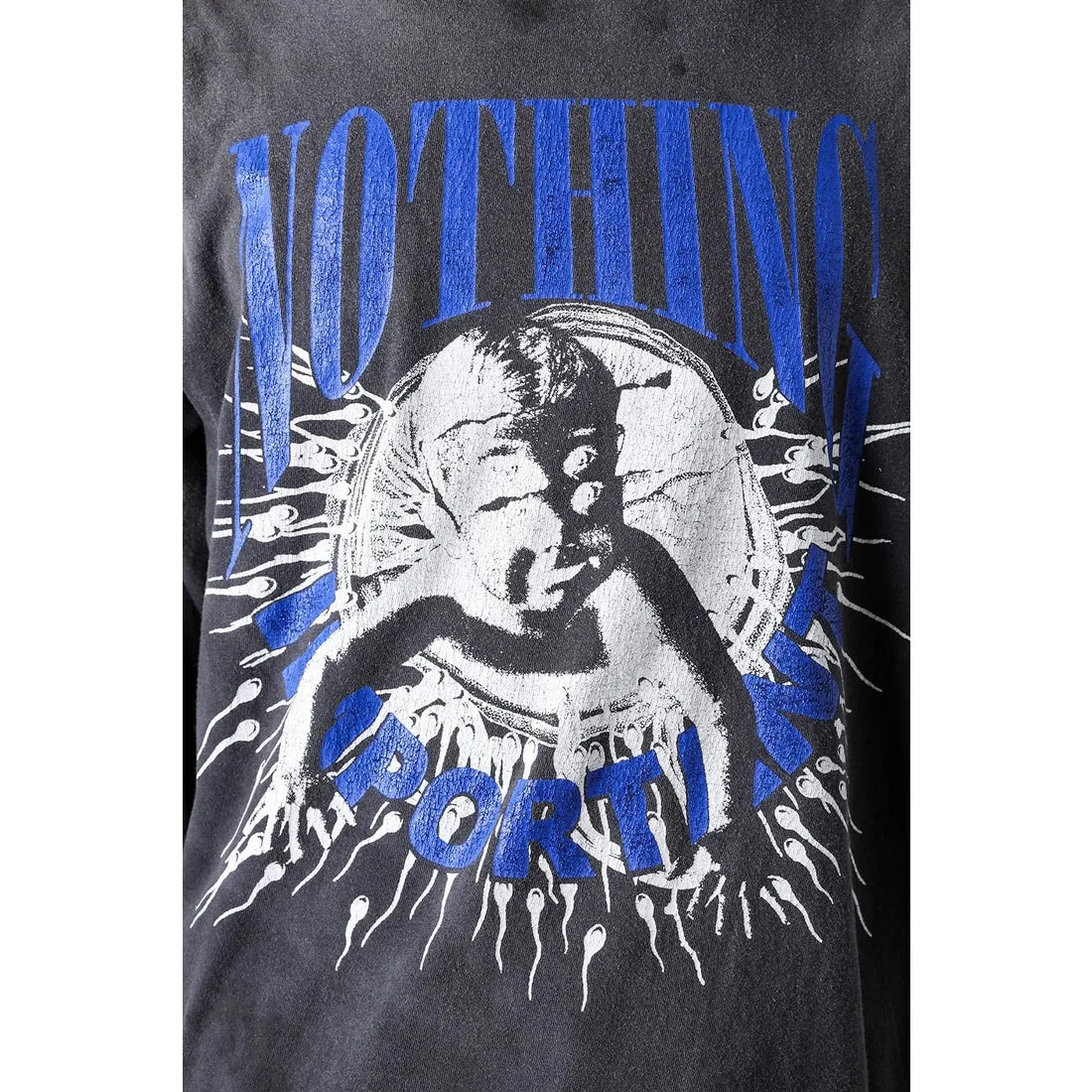SAINT Mxxxxxx × Kosuke Kawamura's latest joint model KK_LS TEE/NOTHING IMP/BLK Holy Infant tadpole distressed long sleeves, wash black S-XL, original consistent wash mark/angel mark, original factory grade crack print, distressed mottled effect, heavy wash water, water spray fading, fade repositioning, pure handmade complex grinding and hanging